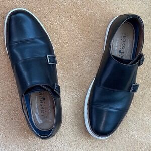 FLORSHEIM Mens Black Leather Double Monk Strap Versatile Loafers Shoes Sz 10.5 M